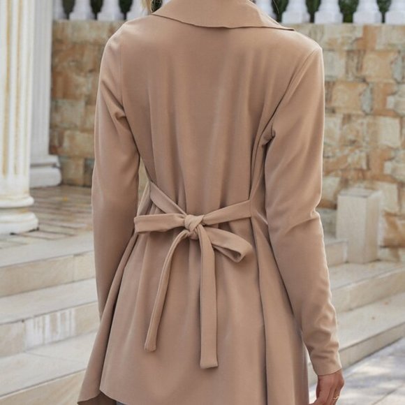 CHIC DOLLZ Suede Waterfall Collar Belted C… - Picture 5 of 6